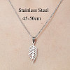 Non-Tarnish 201 Stainless Steel Hollow Leaf Pendant Necklace NJEW-OY001-66-3