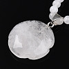 Natural Quartz Crystal 4.5mm Round Beaded Rock Crystal Flower Pendant Necklaces NJEW-T016-04P-5