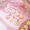 12Pcs 6 Colors Flower Resin Stethoscope Pendant Decorations HJEW-SP0001-55-4