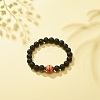 Natural Lava Rock & Synthetic Hematite & Acrylic Beaded Stretch Bracelet BJEW-JB08553-4