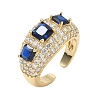 Brass Micro Pave Cubic Zirconia Cuff Open Rings for Women RJEW-L343-13G-6