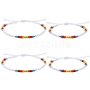 4Pcs 4 Style Glass Seed & 303 Stainless Steel Braided Bead Bracelets and Anklets Set SJEW-SW00003-06-1