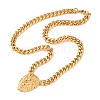 304 Stainless Steel Lion Head Pendant Cuban Link Chain Necklaces NJEW-C099-05G-4