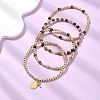 4Pcs 4 Styles Adjustable Natural Tourmalinated Quartz & Synthetic Hematite Bead Bracelets BJEW-JB14151-01-3