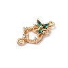 Brass Pave Clear Cubic Zirconia Flower Ring Links Connector Charms KK-C062-044G-02-2