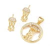 Brass Micro Pave Cubic Zirconia Pendant & Stud Earrings Sets for Women SJEW-F227-01H-G-2