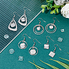 Unicraftale 12 Pairs 4 Style Glass Blank Dome Dangle Earrings EJEW-UN0002-21-6