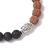 Round Natural Lava Rock & Natural Rudraksha Beaded Stretch Bracelets BJEW-TA00527-3