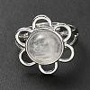 Natural Quartz Crystal Adjustable Rings RJEW-P043-01P-19-3