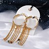 Brass Tassel Hoop Earrings EJEW-R014-12G-3