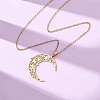 304 Stainless Steel Hollow Flower Moon Pendant Cable Chain Necklaces for Men Women NJEW-K308-01A-G-2