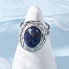 Oval Natural Sodalite Finger Rings RJEW-M063-01P-09-2