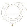 304 Stainless Steel Pendant 316 Surgical Stainless Steel & Plastic Pearl Paperclip Chain 3 Layer Necklaces for Women NJEW-JN05471-01-3