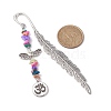 Tibetan Style Alloy Feather Bookmark AJEW-JK00310-01-3