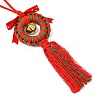 Handmade Macrame Cotton Christmas Wreath Pendant Decoration HJEW-JM02654-02-4