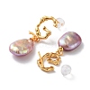 Oval Rectangle Natural Pearl Stud Earrings for Women EJEW-E303-40G-2