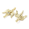 Rack Plating Angel Brass Micro Pave Cubic Zirconia Pendants KK-E102-12G-2