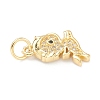 Brass Micro Pave Clear Cubic Zirconia Charms ZIRC-B010-35G-3