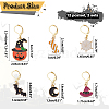 Halloween Theme Alloy Enamel Spider Web/Bat/Wicth Hat Charm Locking Stitch Markers HJEW-PH01708-2