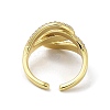 Brass with Cubic Zirconia Open Cuff Rings for Women RJEW-A035-18G-3