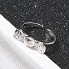 925 Sterling Silver Bowknot Open Cuff Rings for Women RJEW-R008-02S-01-2