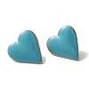 Heart 304 Stainless Steel Enamel Stud Earrings for Women EJEW-I303-21G-04-2
