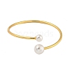 Rack Plating Brass & Round ABS Plastic Imitation Pearl Open Cuff Bangles BJEW-Q347-03G-2