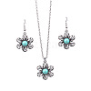 Synthetic Turquoise Pendant Necklaces & Dangle Earrings Sets WGE96E9-02-2