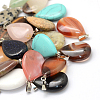 Teardrop Natural & Synthetic Mixed Stone Pendants G-Q368-M-1