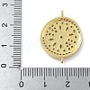 Rack Plating Brass Clear Cubic Zirconia Flat Round Connector Charms KK-A234-045G-3