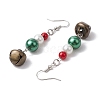 Christmas Theme Glass Pearl Bell Dangle Earrings EJEW-JE06153-4