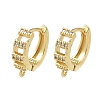 Brass Micro Pave Clear Cubic Zirconia Hoop Earring Findings KK-G536-08G-1