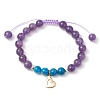 Natural Mixed Gemstone Beaded Braided Bracelets BJEW-JB11285-01-2