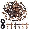  DIY Cross Pendant Necklace Making Kit WOOD-NB0002-09-1