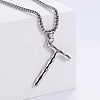 3Pcs Stainless Steel Textured Letter Pendant Box Chain Necklaces LW4134-46-1