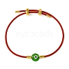 Lampwork Evil Eye & Brass Beaded Bangle BJEW-A008-01C-1