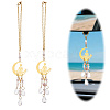 2Pcs 2 Styles Alloy Moon with Yoga Charm Pendant Decorations HJEW-DC00115-1