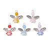 Pearlized Glass Pearl Bead Pendants PALLOY-JF03205-02-1