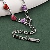 304 Stainless Steel Colorful Enamel Glitter Heart Link Cahin Necklaces for Women NJEW-K255-27P-3