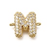 Brass Micro Pave Cubic Zirconia Letter Links X-KK-I717-04M-1