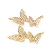 Brass Micro Pave Clear Cubic Zirconia Connector Charms KK-E068-VC151-2