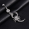 316L Surgical Stainless Steel Crystal Rhinestone Scorpion Dangle Belly Rings WG51750-01-1