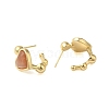 Natural Sunstone Heart Stud Earrings EJEW-K287-01G-01-2