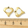 Ion Plating(IP) 304 Stainless Steel Pave Shell Heart Charms FIND-Z028-23G-3