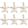 Beebeecraft 8Pcs Brass Pave Clear Cubic Zirconia Connector Charms ZIRC-BBC0002-25-1