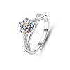 Rhodium Plated 925 Sterling Silver Micro Pave Cubic Zirconia Finger Rings WG64EDC-08-2