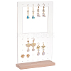 Transparent Acrylic Vertical Earring Display Stands with Wooden Base EDIS-WH0021-48A-1