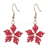 Glass Seed Braided Snowflake Dangle Earrings EJEW-MZ00069-01-1