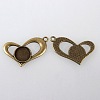 Vintage Tibetan Style Alloy Open Heart Pendant Cabochon Bezel Settings X-TIBEP-M018-106AB-NF-2