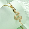 Brass Micro Pave Green Cubic Zirconia Snake Pendant Necklaces NJEW-S438-02E-G-3